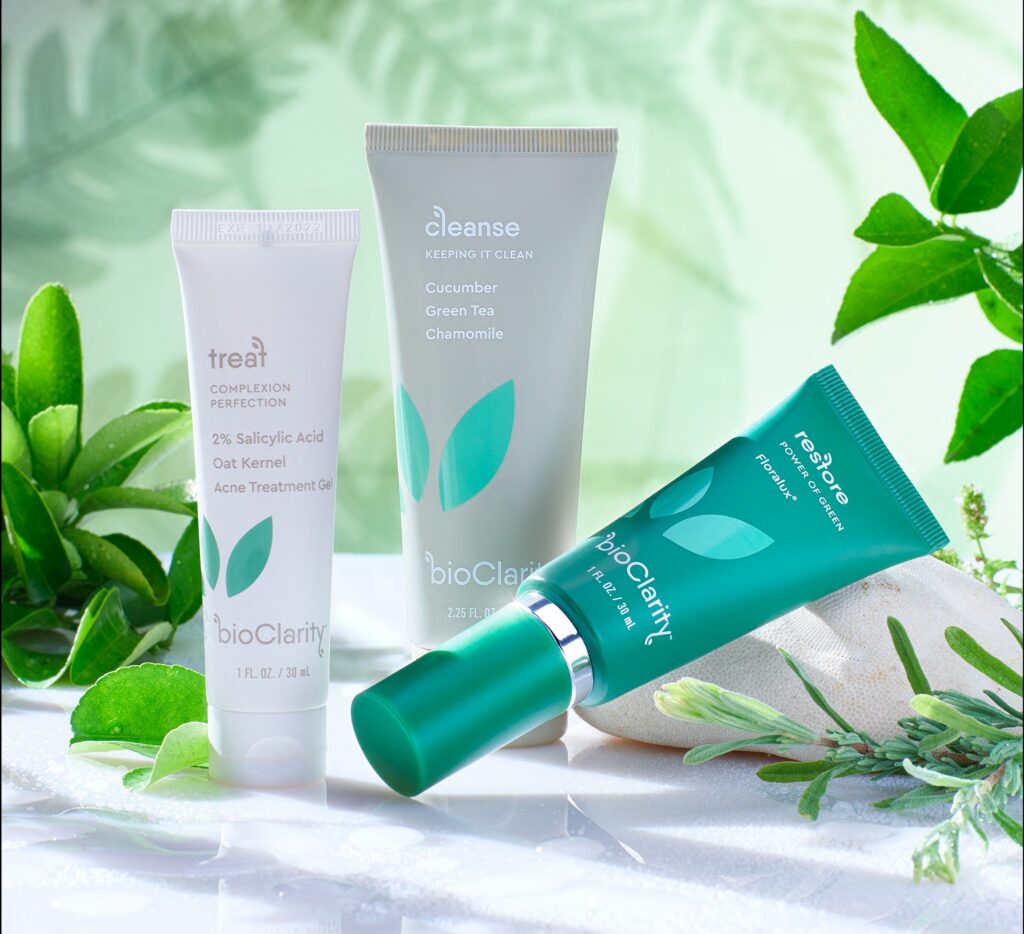 Skincare products with plants