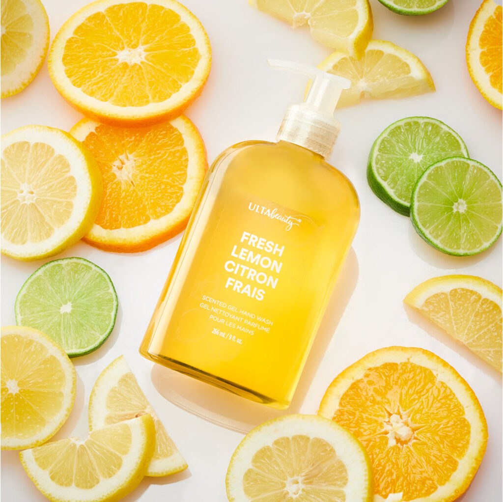 Vitamin C serum with citrus fruits