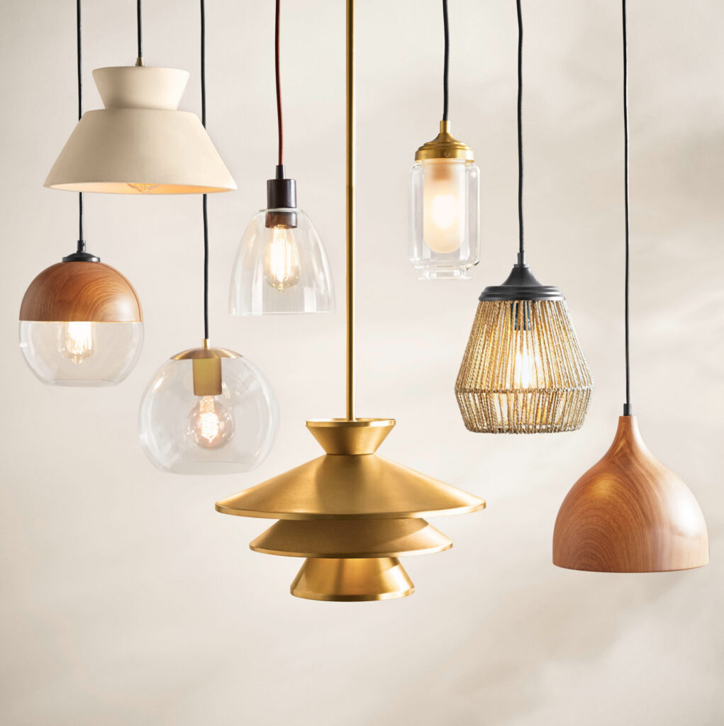 Assorted pendant lights in various styles