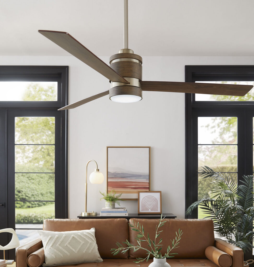 Ceiling fan in a modern living room