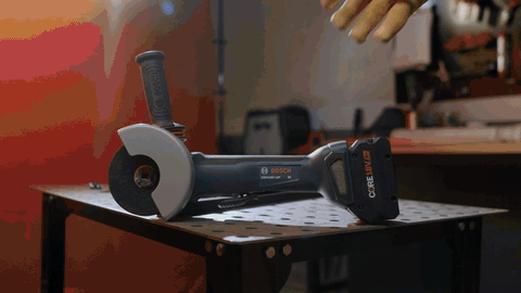 Angle grinder power tool on a workbench