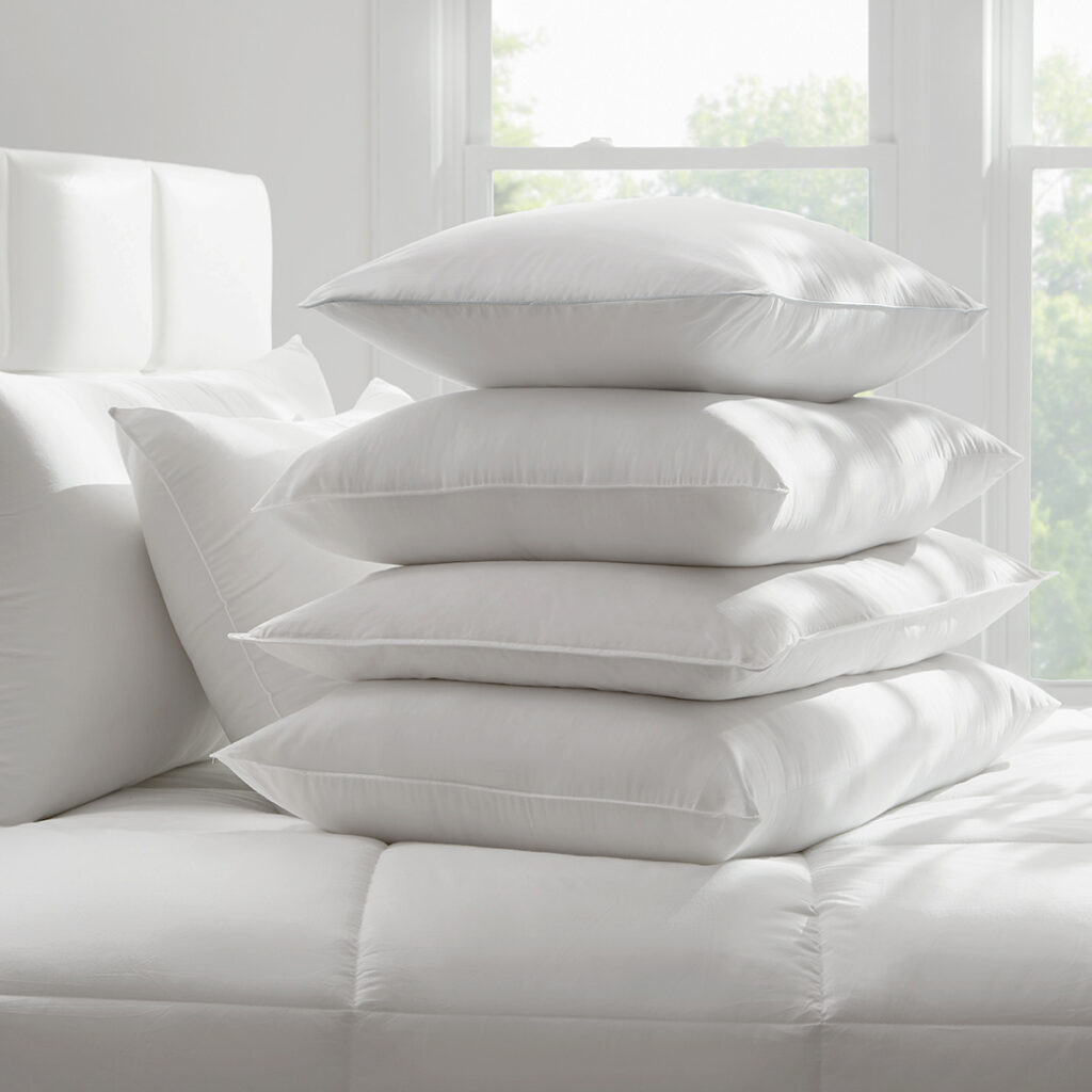 Stack of white pillows by a window